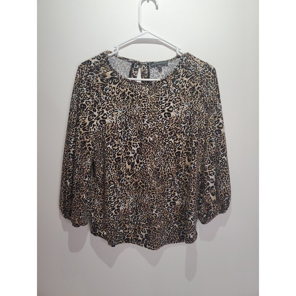 Adrianna Papell 3/4 Sleeve Blouse, Small, Animal Print